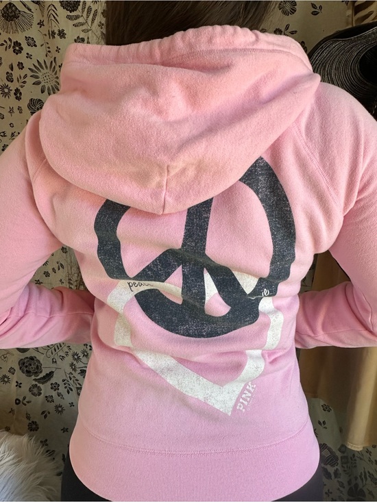 PINK Victoria's Secret Tops - VS PINK • Y2K Peace, Love & Pink Pastel Zip Up Hoodie